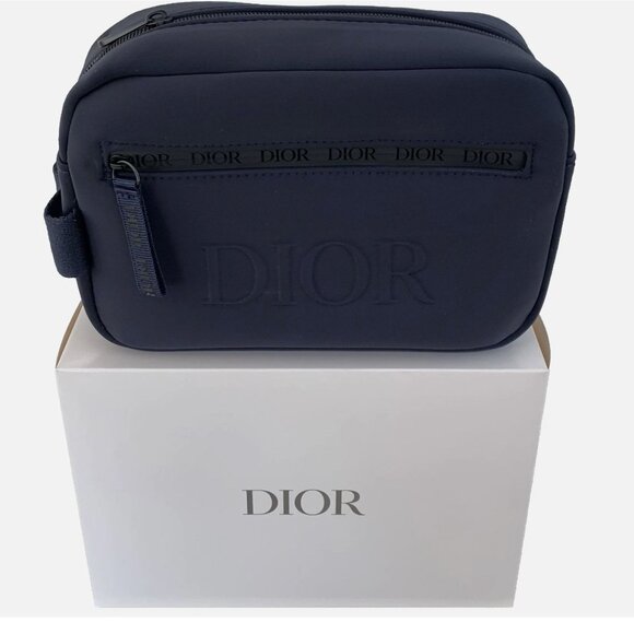 Dior Dark Blue Dopp Bag Navy Toiletry Travel Case Pouch Brand New in Box - Picture 2 of 9